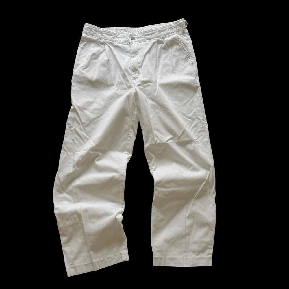 90's Dockers Pleated Chino Pants White 100% Cotton 34x32 DKR21R Relaxed Fit